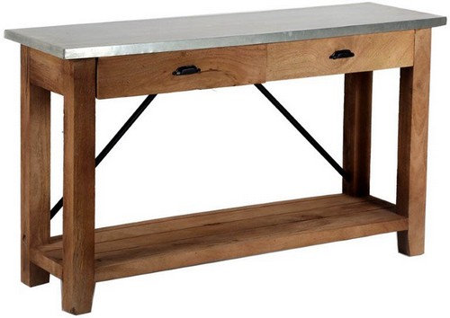 Drevený stojan, zinková kovová konzola/stôl na médiá s dvoma zásuvkami Alaterre Millwork 50